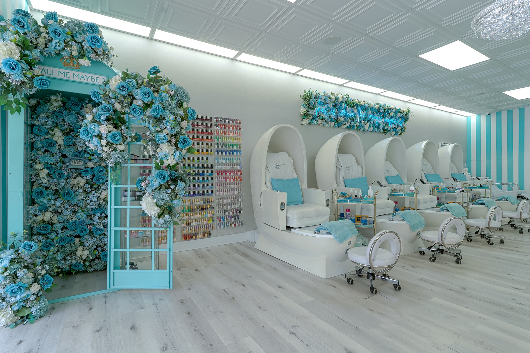 The Beauty Box Blue salon interior