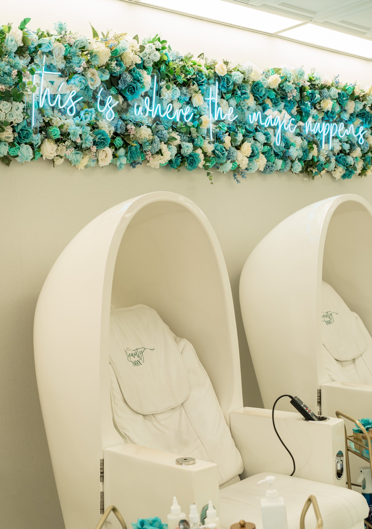 Pedicure area at The Beauty Box Blue